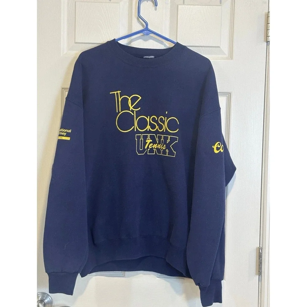 Vintage The Classic UNK Tennis Coors‎ Navy Blue Crewneck Sweatshirt Large